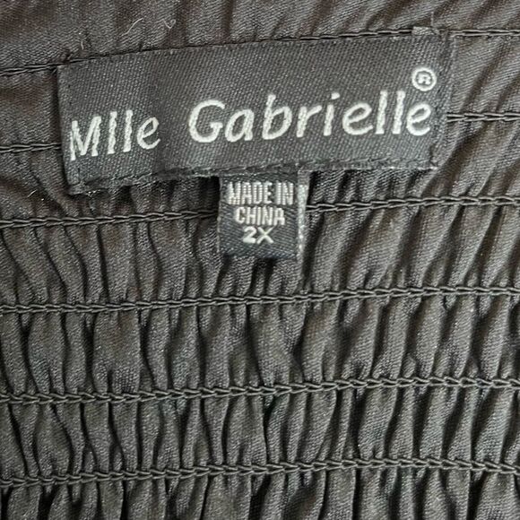 Mlle Gabrielle Black White Polka Dot Surplice Sleeveless Chiffon Dress Women 2X - Picture 7 of 16